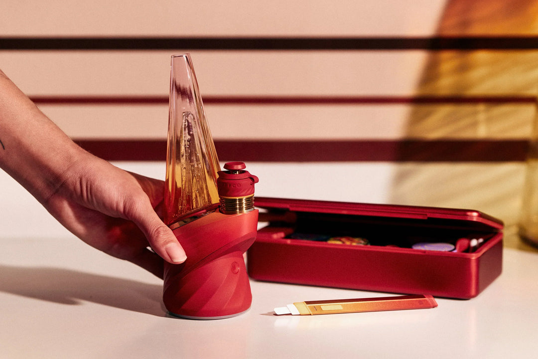 Puffco Daybreak Peak Pro, Hot Knife, and Travel Case in limited edition color Daybreak, limited time only