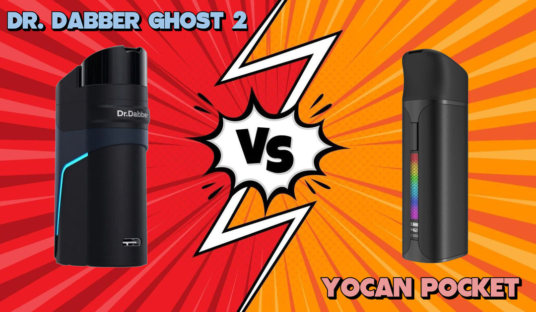 Dr. Dabber Ghost 2 vs Yocan Pocket Vaporizer comparison hero image — side-by-side portable concentrate vape lineup for an in-depth review of performance, features, and build quality.