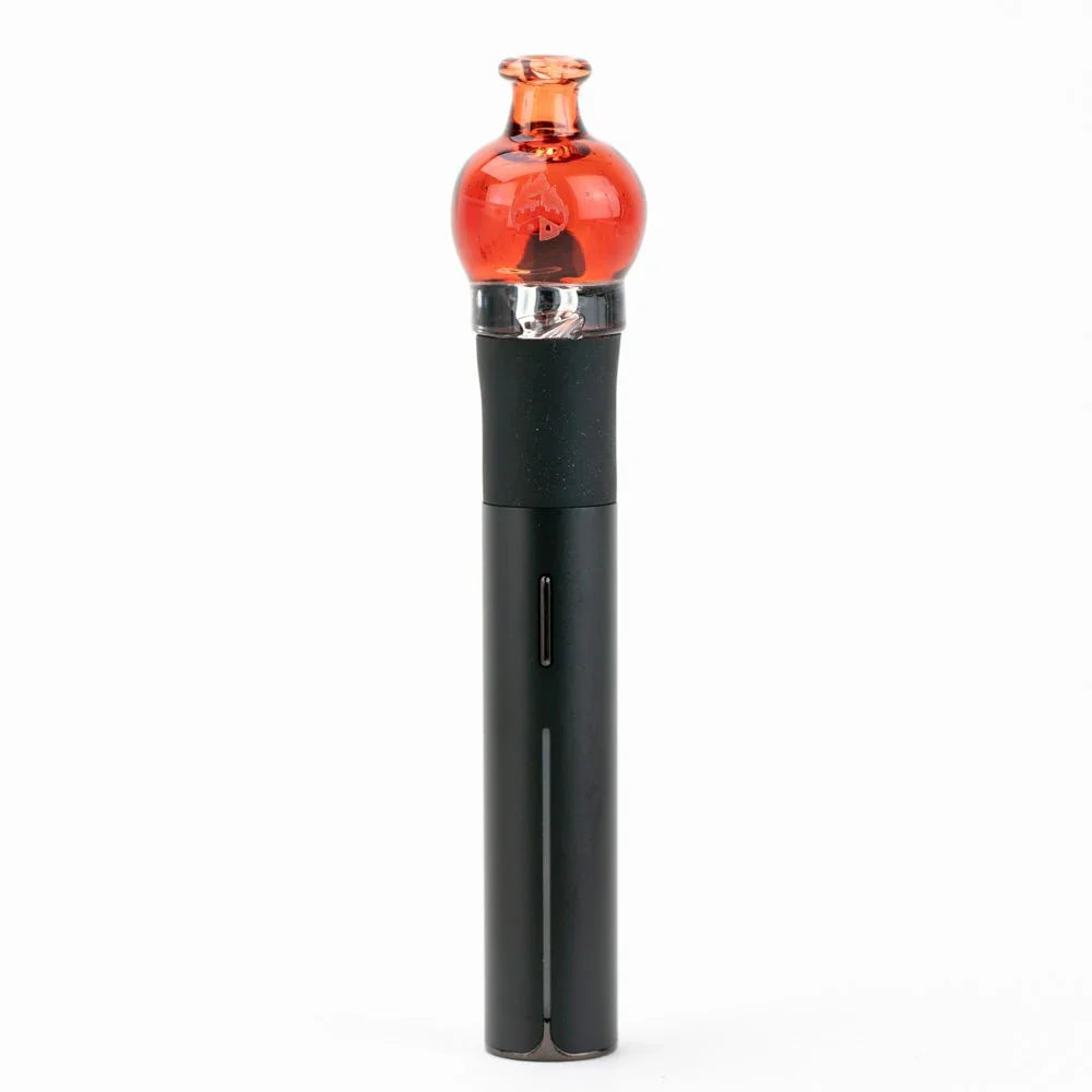 Empire Glassworks Bulb Pivot Top in transparent red mounted on a Puffco Pivot