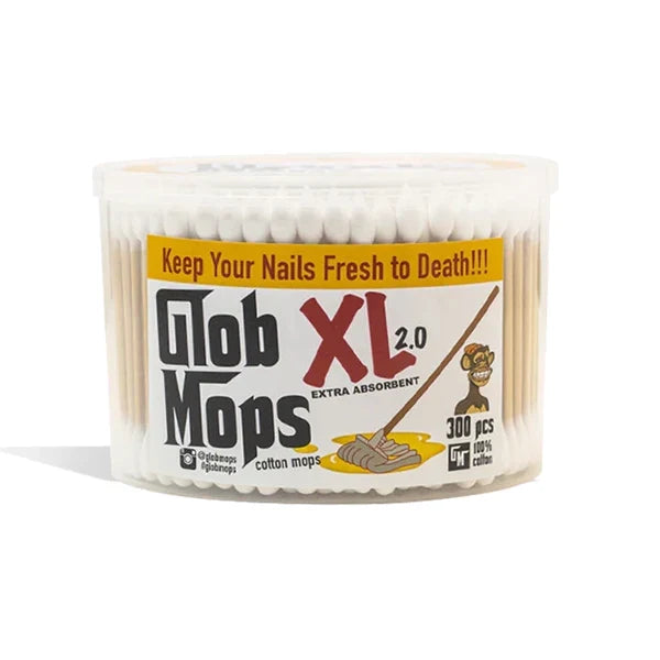 Glob Mops XL 2.0 high-absorbency cotton swabs, 300 count, for cleaning a quartz banger while warm
