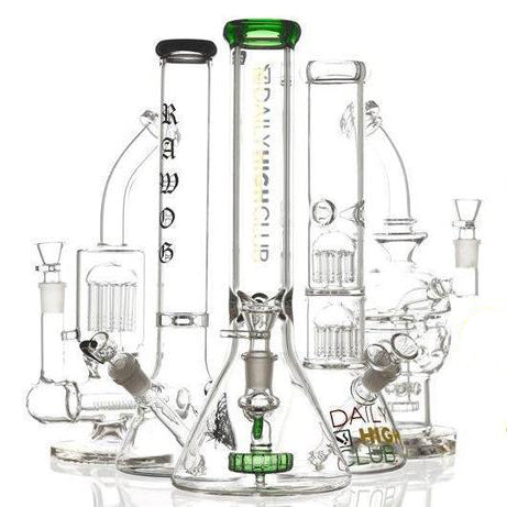 Beaker Bong, Tall multi perc scientific glass bong with wide base. 