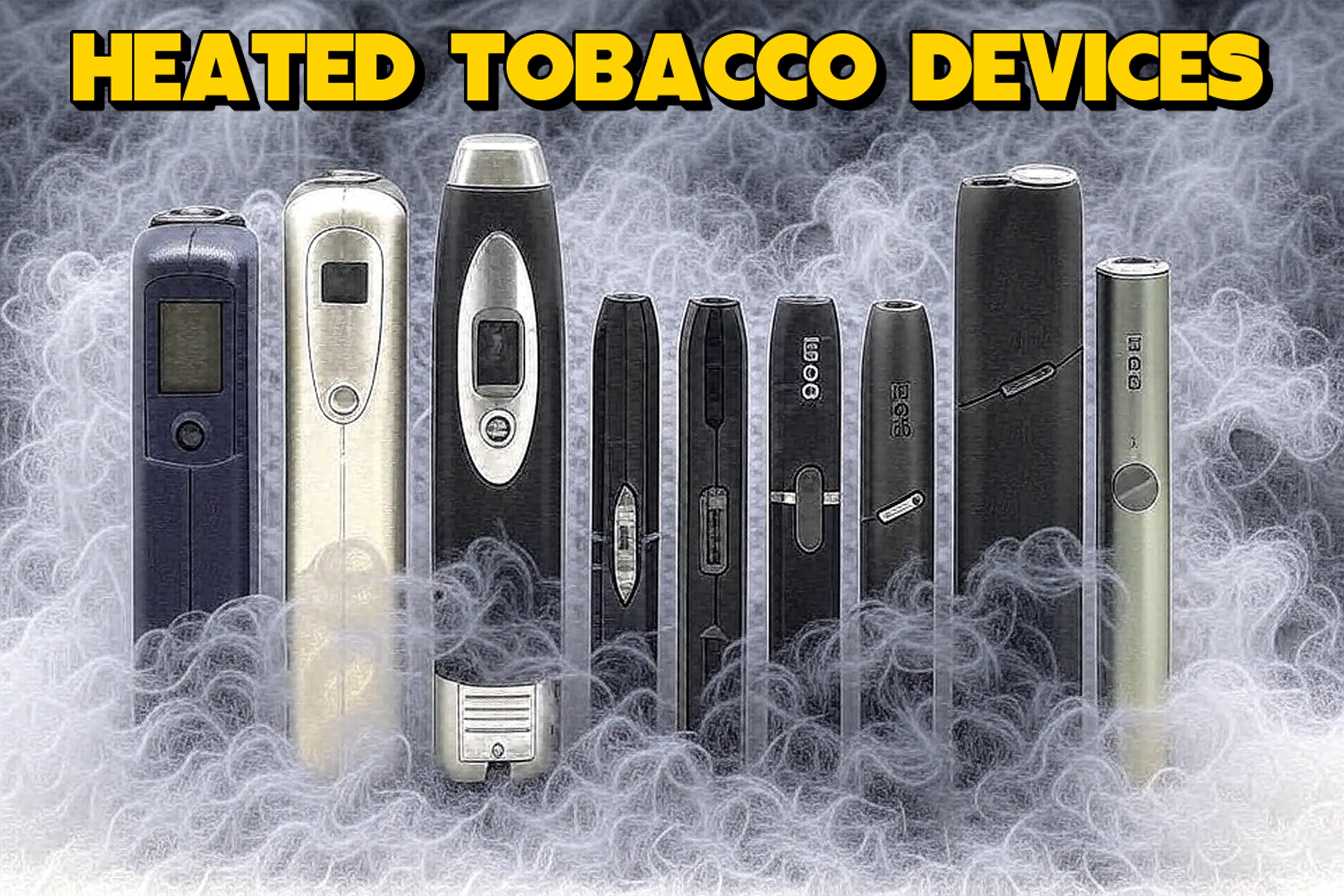 Side-by-side comparison of top vaping device and heated tobacco devices