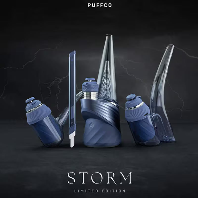 Puffco Peak Pro and Proxy vaporizers and hot knife in storm color