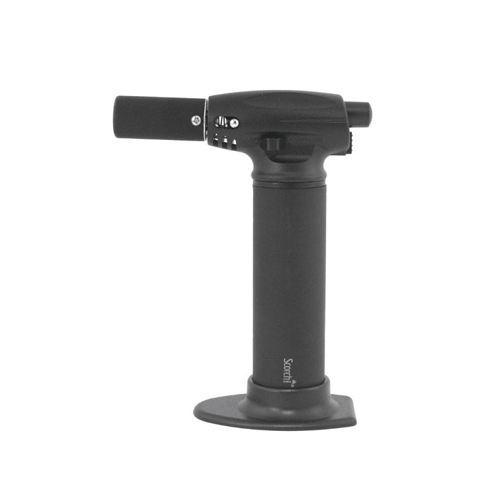 Scorch 51317 Cigar Torch Lighter in Black — 7" tabletop butane torch, 2500°F adjustable flame, 90° angled nozzle, piezo ignition