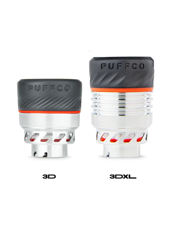 Puffco 3DXL vs 3D Chamber comparison – side-by-side showing larger bowl capacity and taller chamber design.