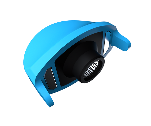 Cookies G Pen Dash – blue mouthpiece removed showing herb chamber and airpath for loading and cleaning.