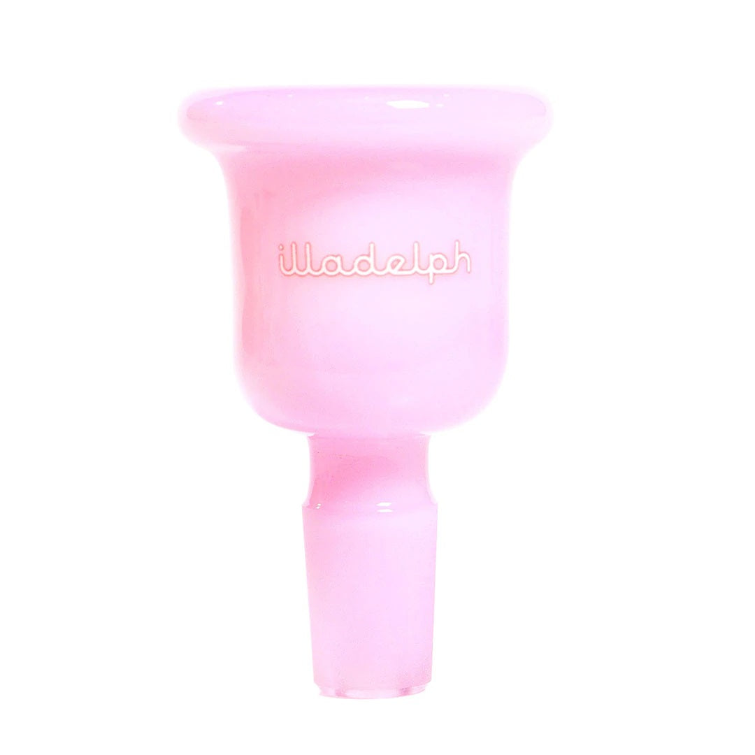 Illadelph 14/20 Single Hole Bell Slide Milky Pink — signature bell-shaped 14mm male glass slide in milky pink