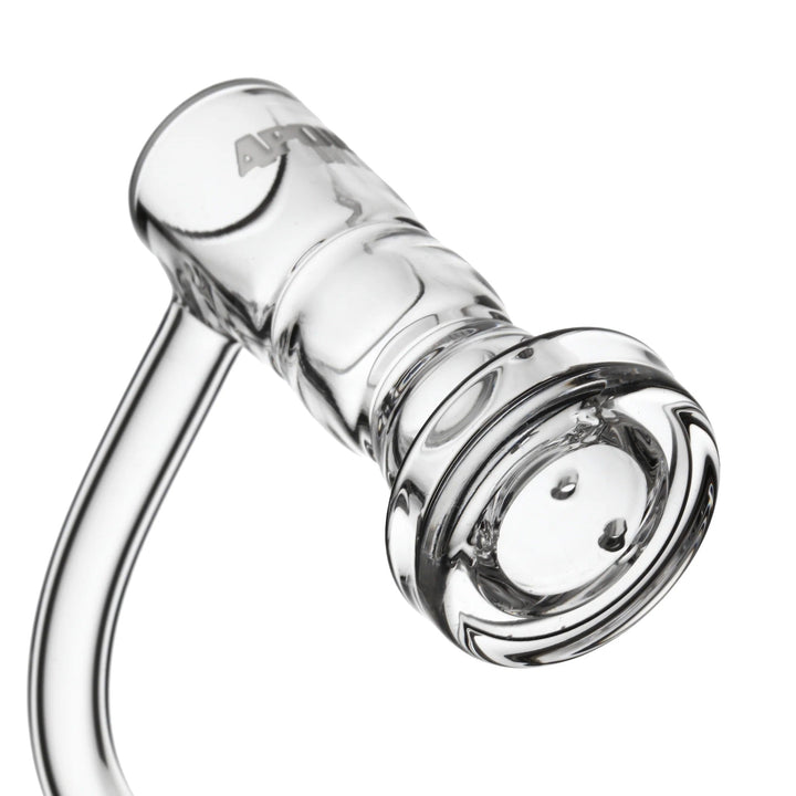 bottom view of 4 Point 0 Glass T6 Fountain Quartz Nail with angled airflow and beveled top