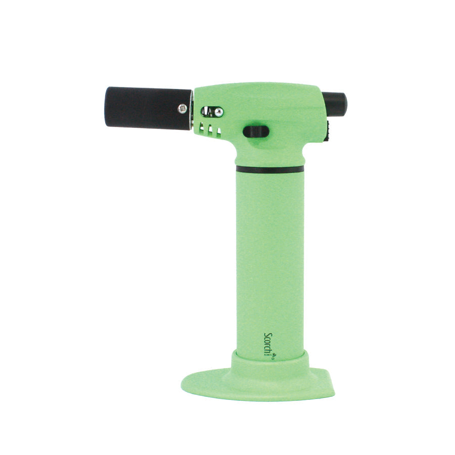 Scorch 51317 Cigar Torch Lighter in Green — 7" tabletop butane torch, 2500°F adjustable flame, 90° angled nozzle, piezo ignition