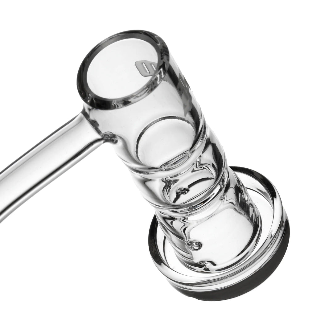 top view of 4 Point 0 Glass T6 Fountain Quartz Nail with angled airflow and beveled top