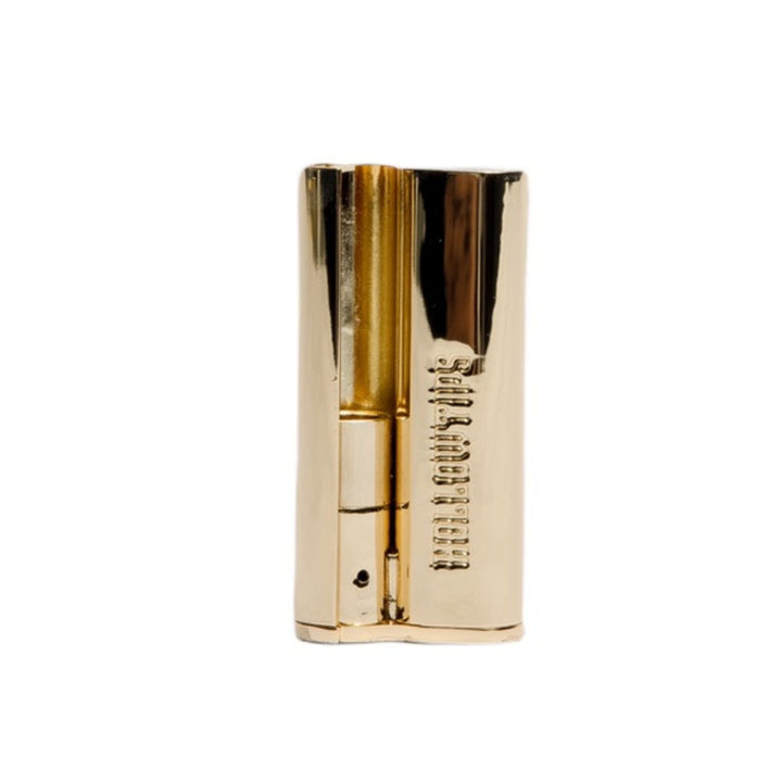 Gold Hollowtips Mini Deuce Deuce Vape Battery with 510 thread, luxury finish, and inhale-activated design for premium vaping experience.