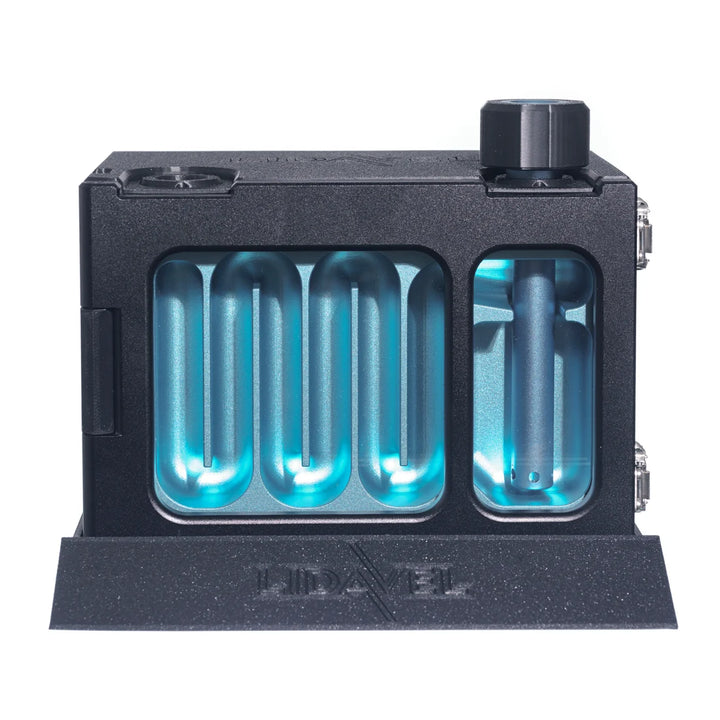 Lidavel The Box electronic smoke and vapor cooler, front view with the tray fitted