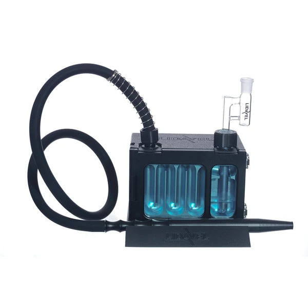 Lidavel The Box set up with water, tray, N-adapter and both hookah hoses connected