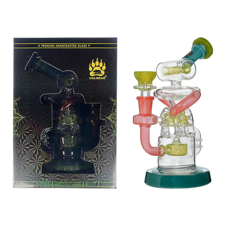Calibear Multi-Chamber Recycler Dab Rig Lime Candy with gift box