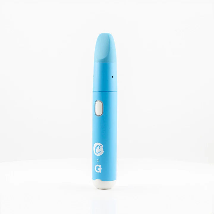 G Pen Micro+ Cookies – angled profile showing sleek blue body and cartridge window.