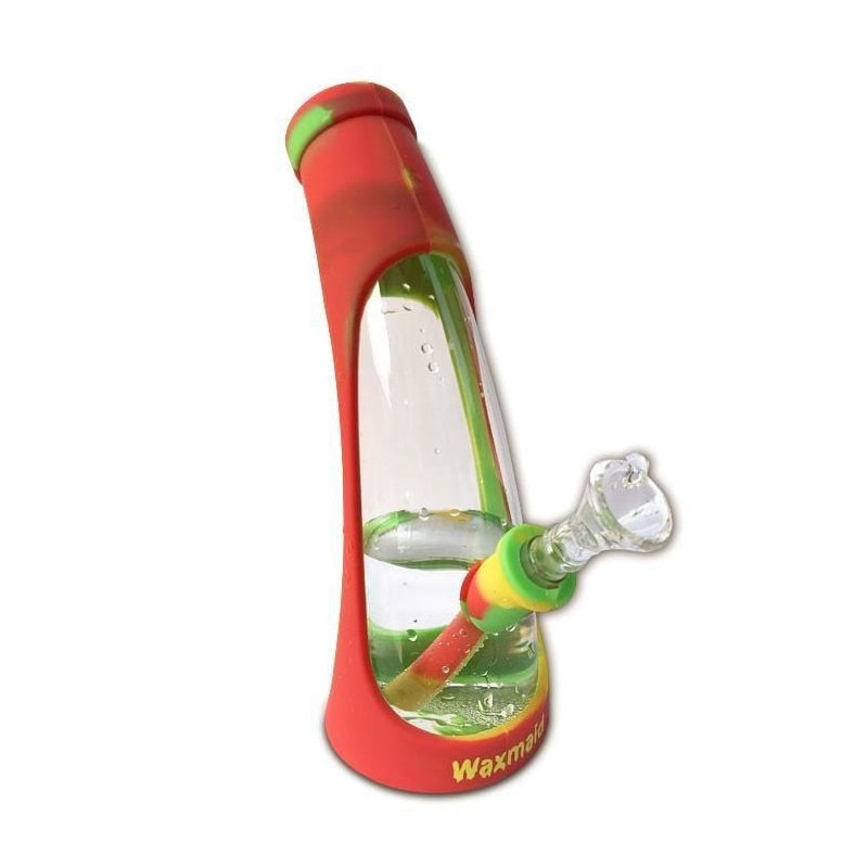 Waxmaid 8 inch Horn Silicone and Glass Water Pipe Rasta