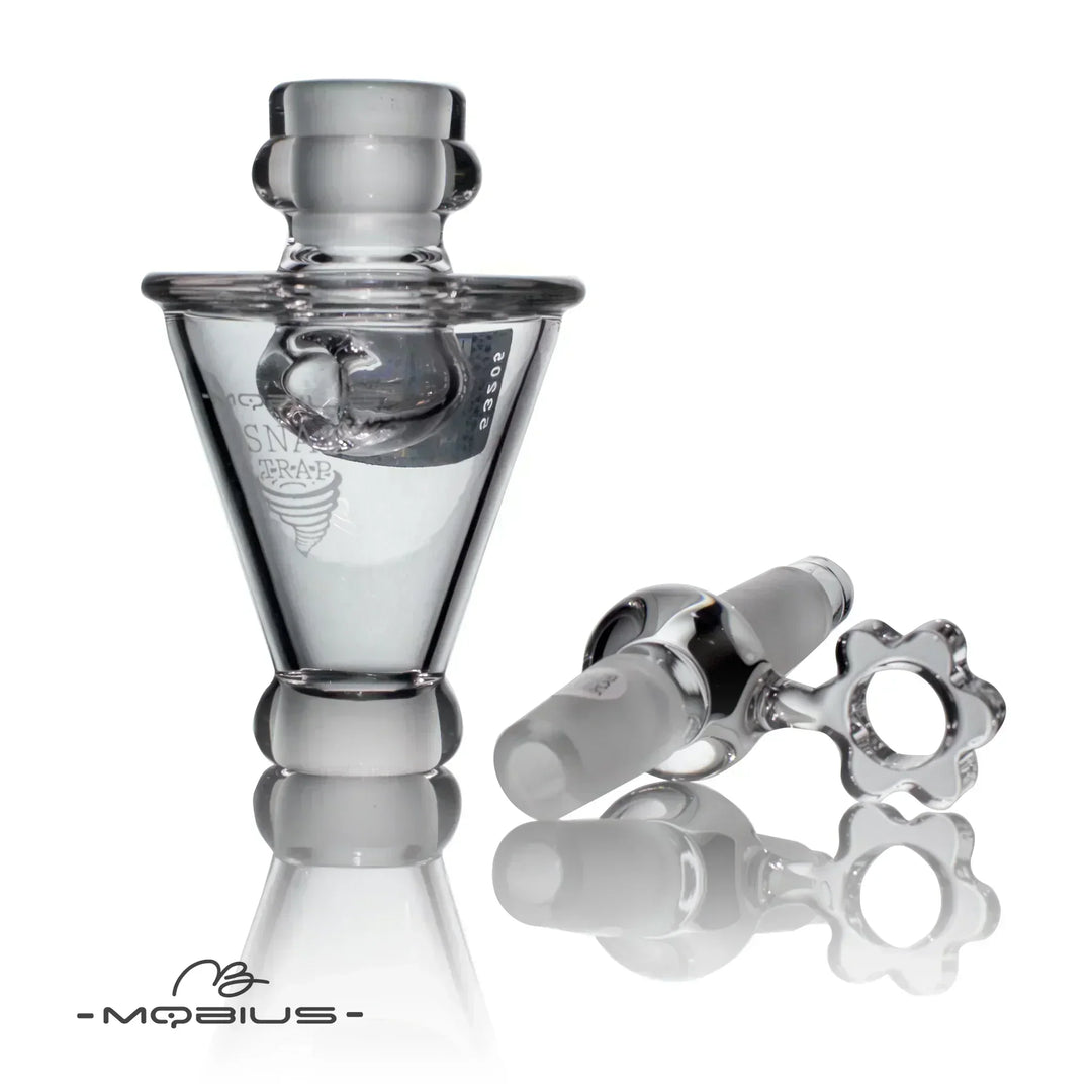 Mobius Snap Trap (Female Fitting) separated parts displayed to emphasize modular design and ease of cleaning for smoking accessories.