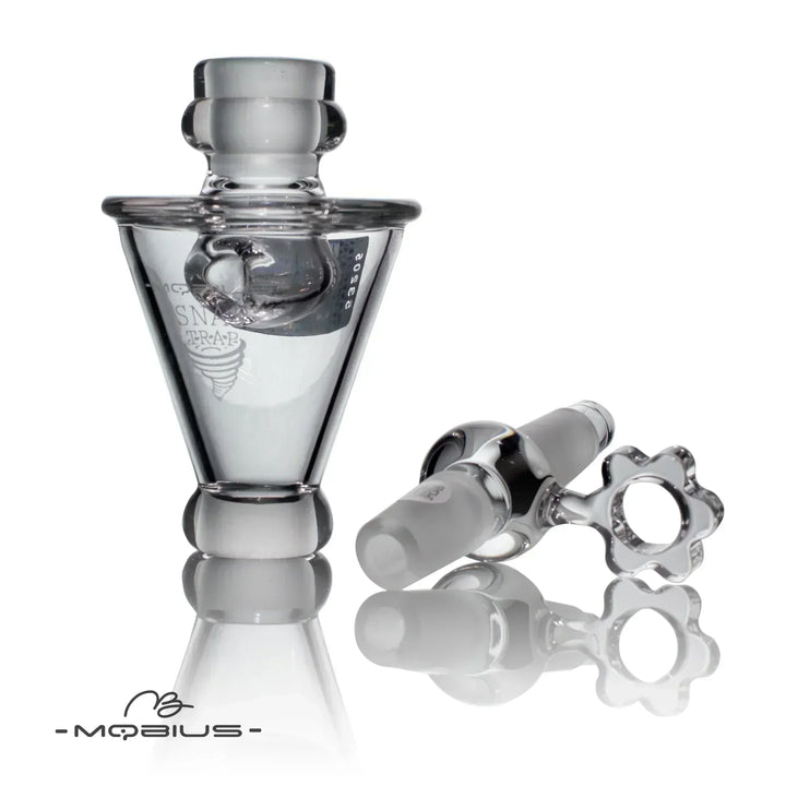 Mobius Snap Trap (Female Fitting) separated parts displayed to emphasize modular design and ease of cleaning for smoking accessories.