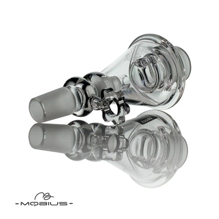 Close-up of Mobius Snap Trap (Female Fitting) showing durable borosilicate glass and ergonomic handle for secure attachment.