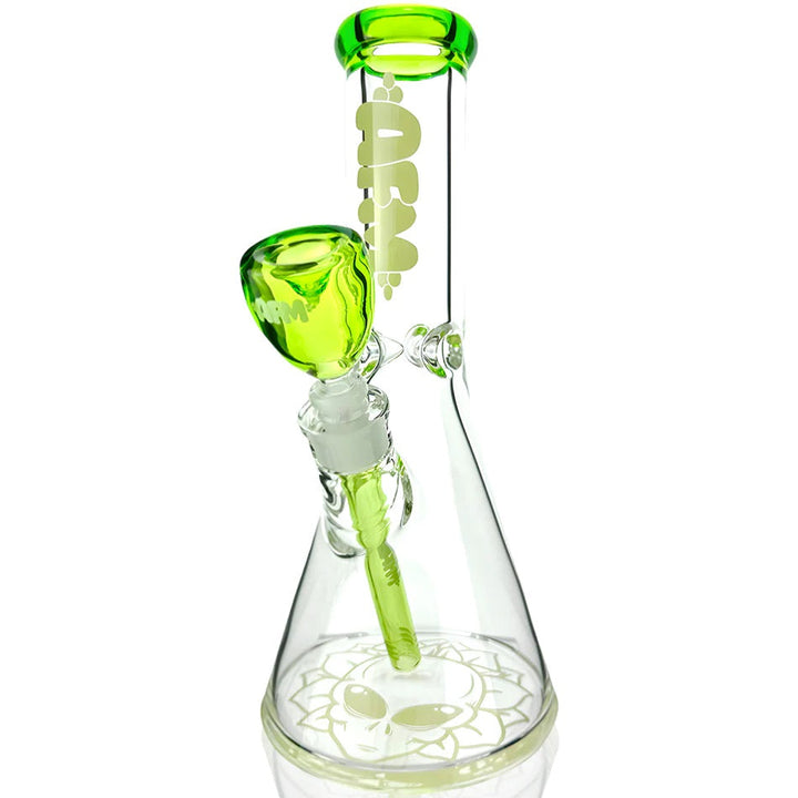 AFM Glass 12in 9mm Beaker — thick 9mm glass beaker water pipe, alternate angle