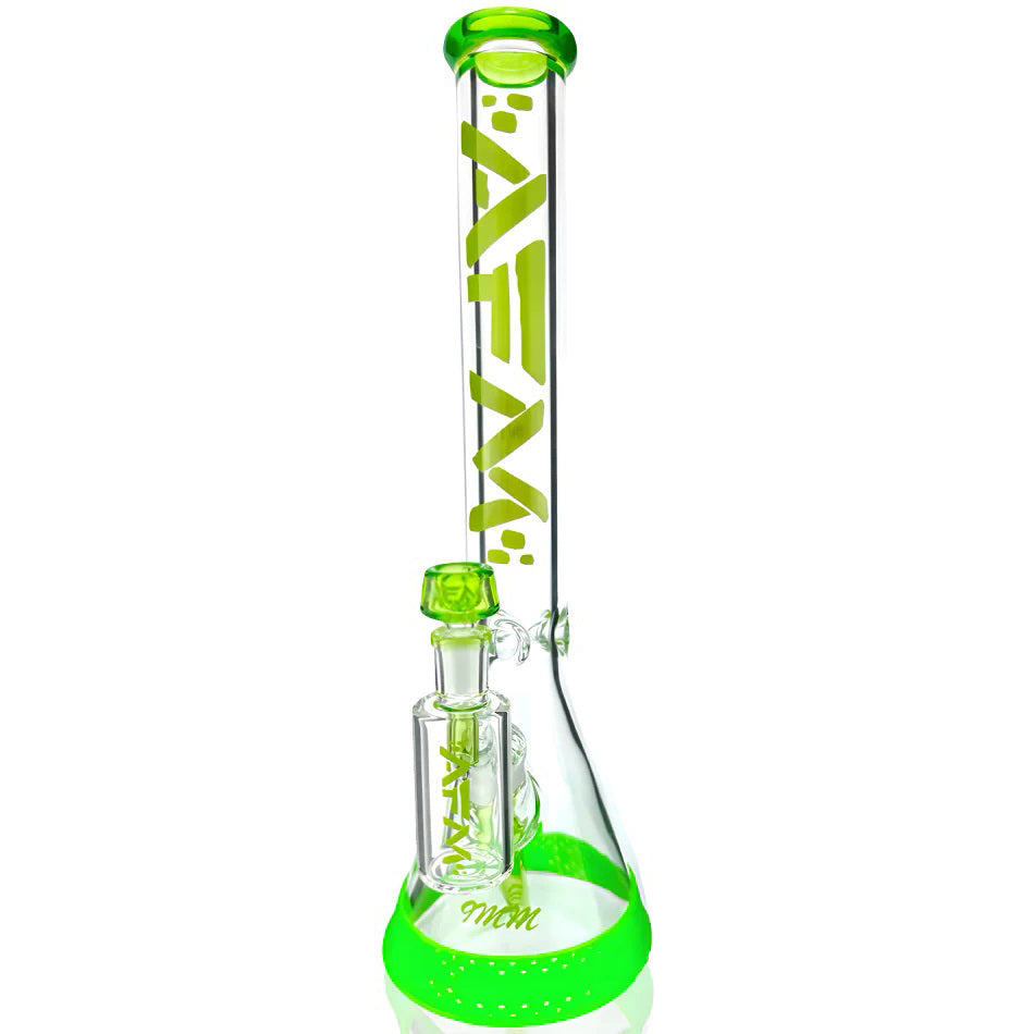 AFM Glass 18in 9mm Beaker and Ash Catcher Set — thick beaker water pipe with matching ash catcher, alternate angle
