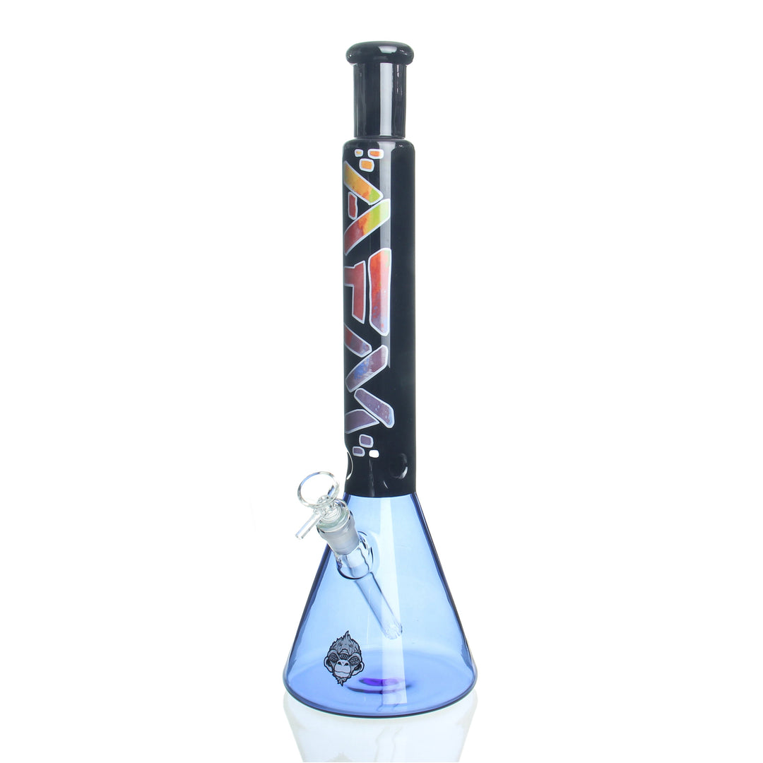 AFM Glass 18in Black Two Tone Beaker Blue — borosilicate beaker bong with black and blue two-tone colorway