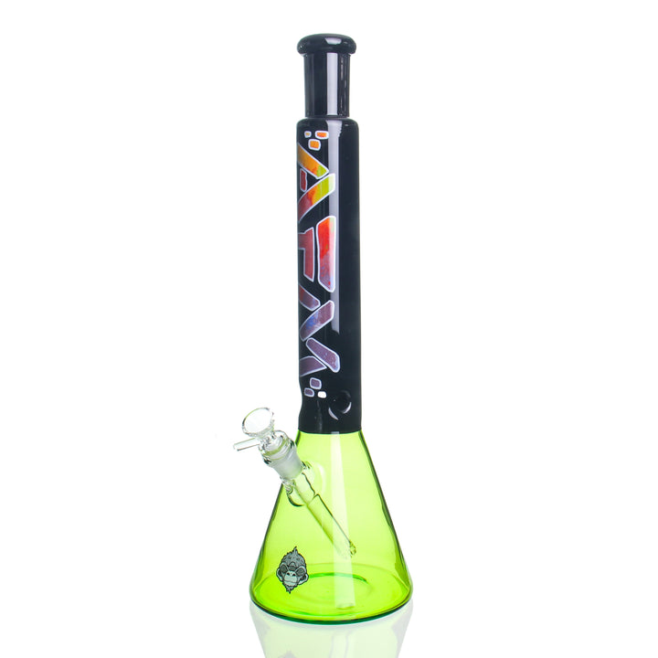AFM Glass 18in Black Two Tone Beaker Green — borosilicate beaker bong with black and green two-tone colorway