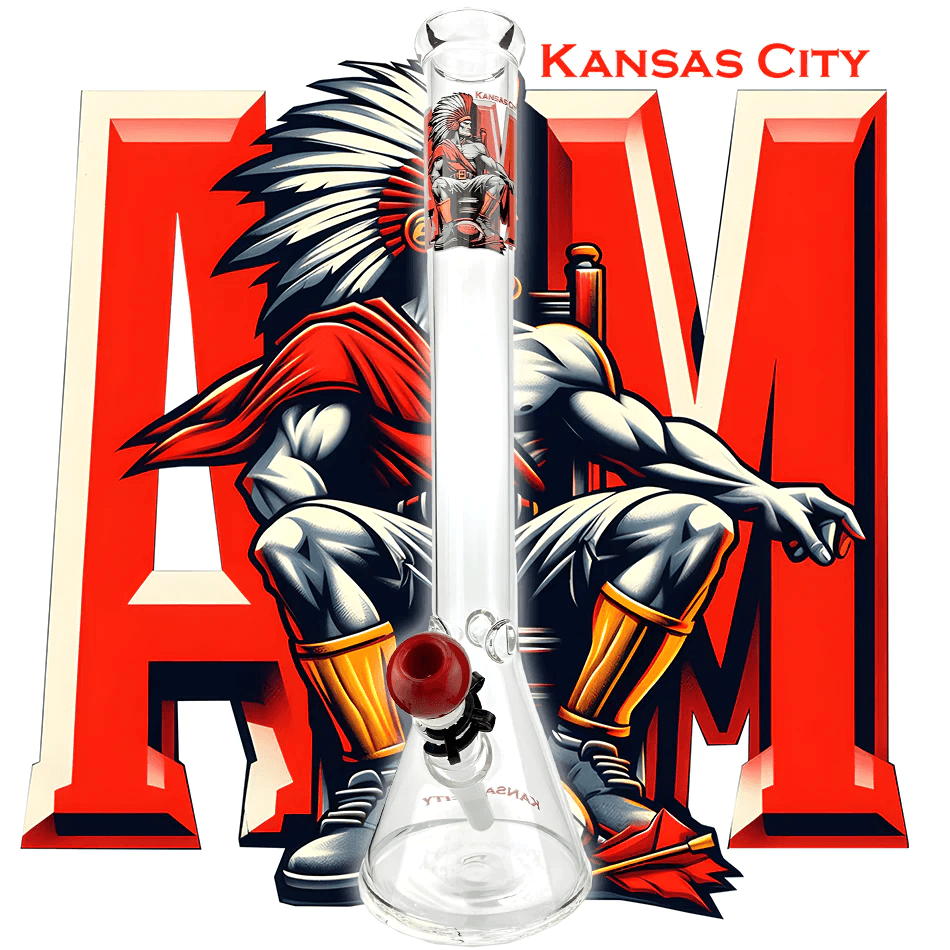 AFM Glass 18in Sports Beaker — Kansas City Chiefs team beaker water pipe, hero shot