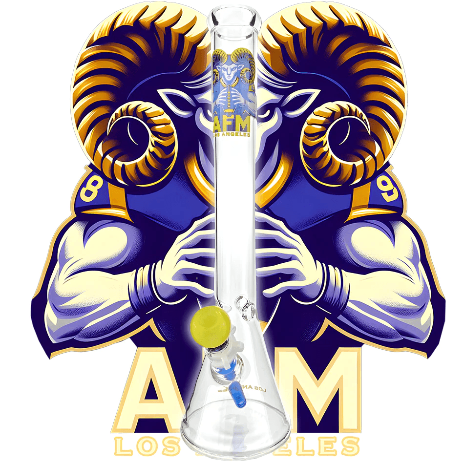AFM Glass 18in Sports Beaker — Los Angeles Rams team beaker water pipe, hero shot