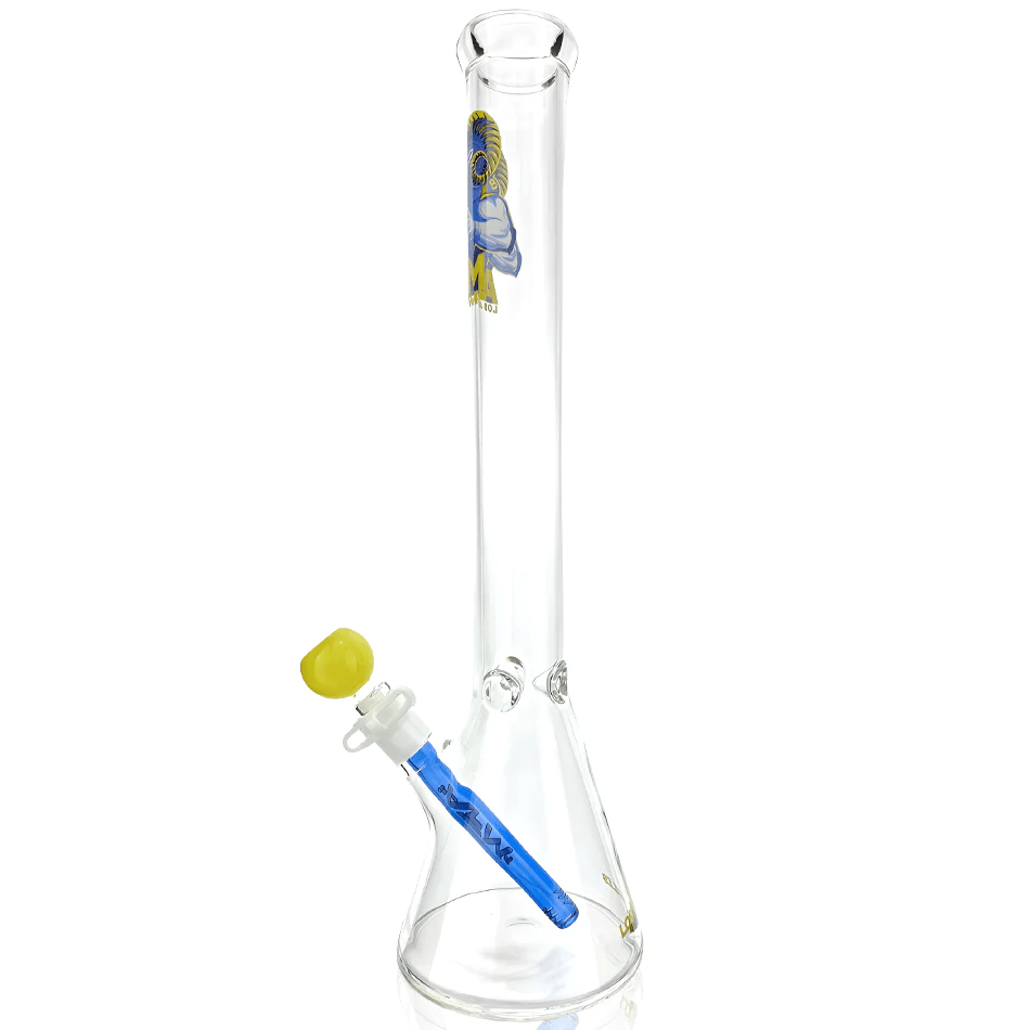 AFM Glass 18in Sports Beaker — Los Angeles Rams team beaker water pipe, base detail