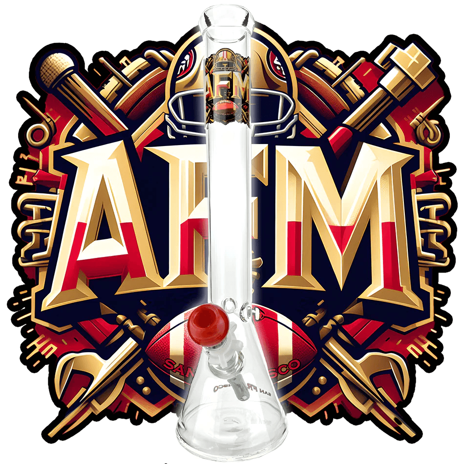 AFM Glass 18in Sports Beaker — San Francisco 49ers team beaker water pipe, hero shot