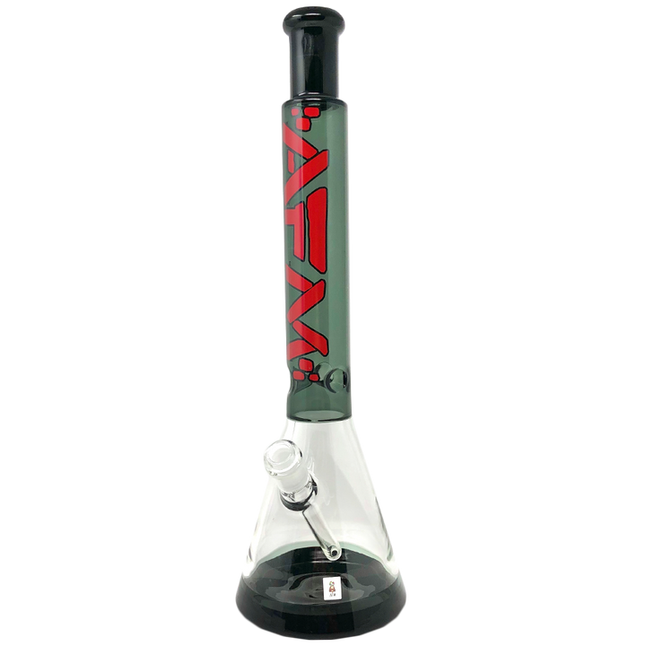 AFM Glass 18in Two Tone Beaker Black & Red — black and red two-tone beaker bong with ice pinch and downstem
