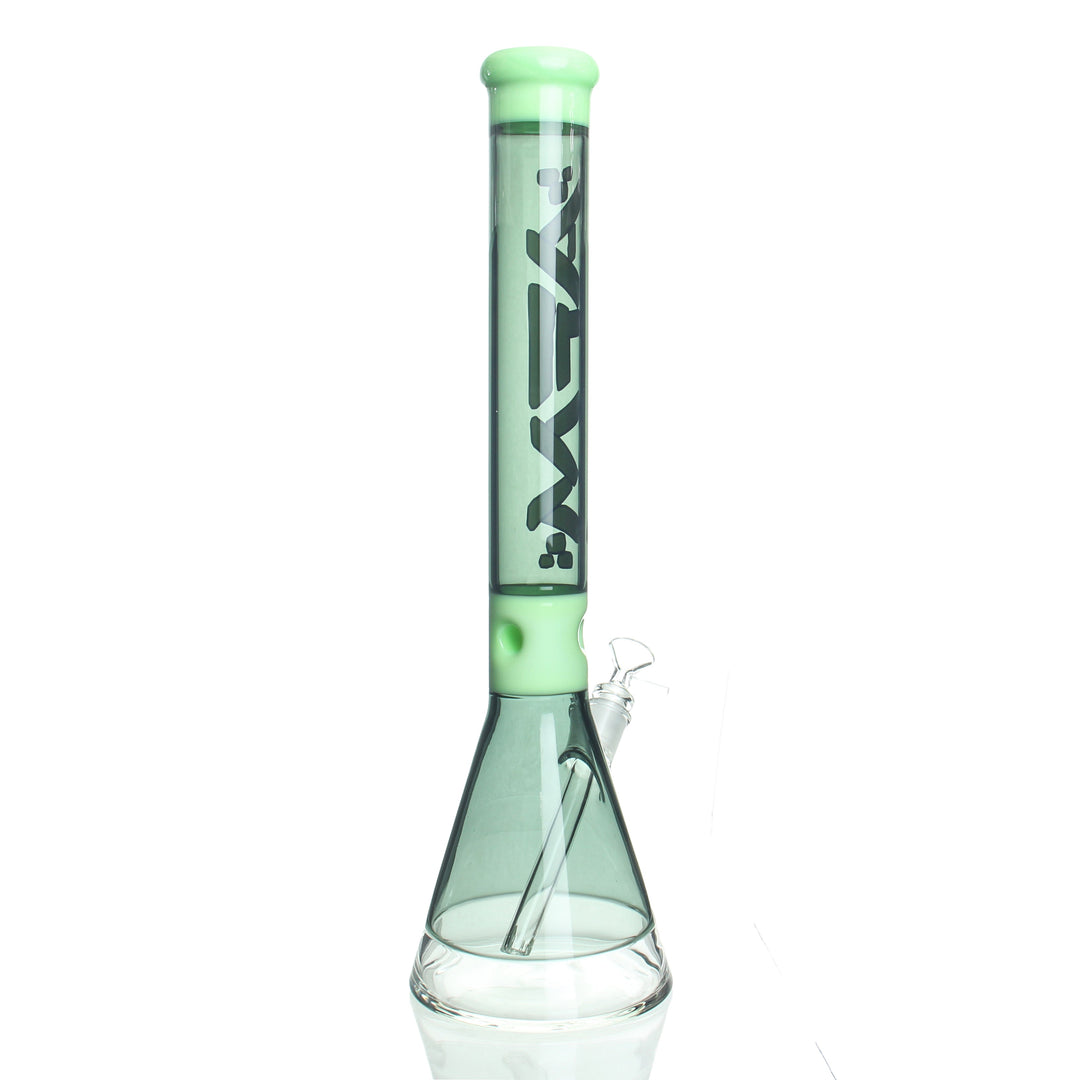 AFM Glass 18in Two Tone Beaker Milky Green — milky green two-tone beaker bong shown from alternate angle
