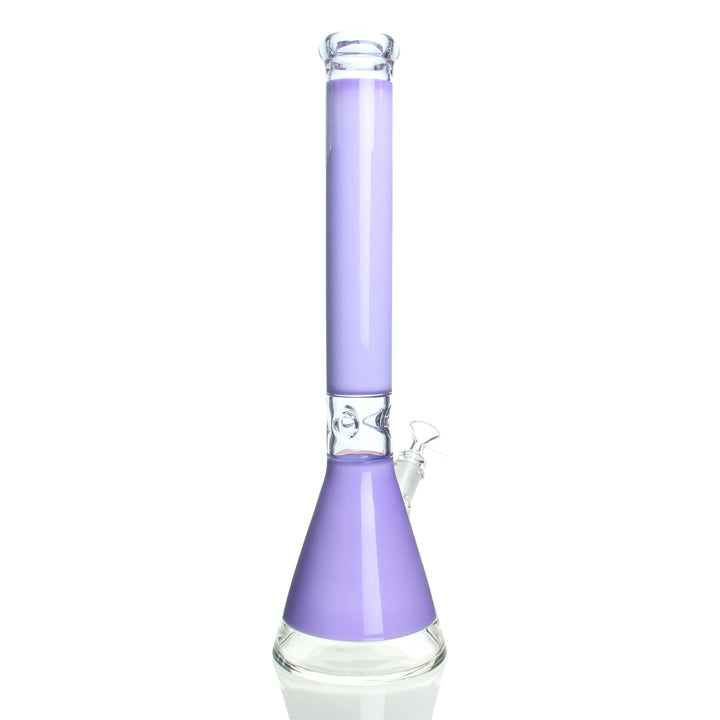 AFM Glass 18in Two Tone Beaker Milky Purple — milky purple two-tone beaker bong shown from alternate angle