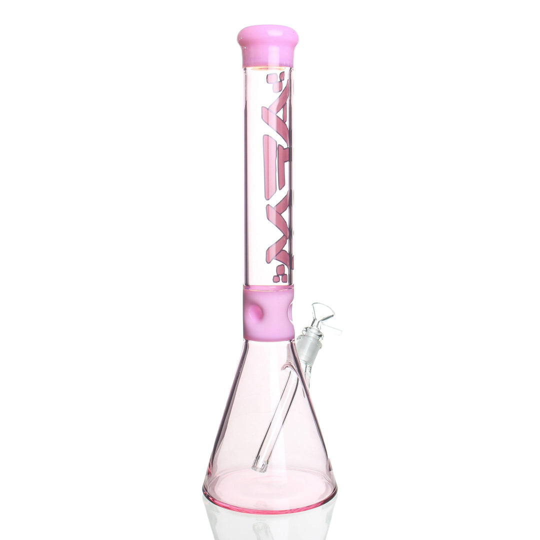 AFM Glass 18in Two Tone Beaker Pink — pink two-tone beaker bong shown from alternate angle