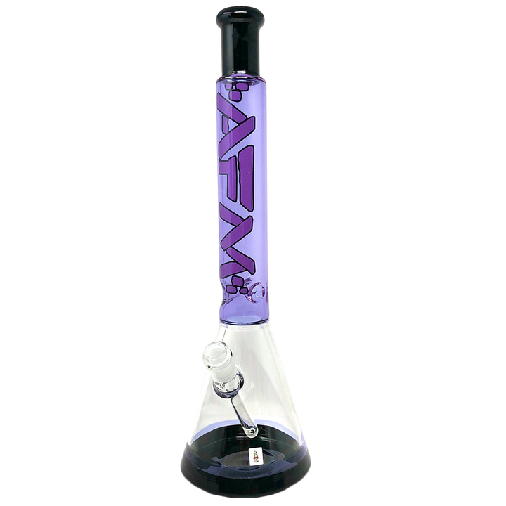 AFM Glass 18in Two Tone Beaker Purple & Black — purple and black two-tone beaker bong with ice catcher