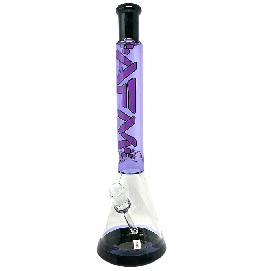 AFM Glass 18in Two Tone Beaker Purple &amp; Black — purple and black two-tone beaker bong with ice catcher