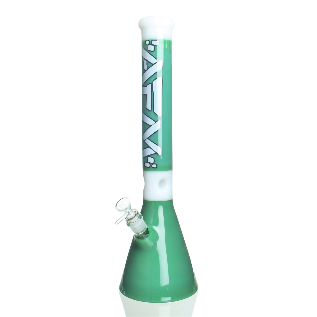 AFM Glass 18in Two Tone Beaker Seafoam Green — borosilicate beaker bong with seafoam green two-tone colorway