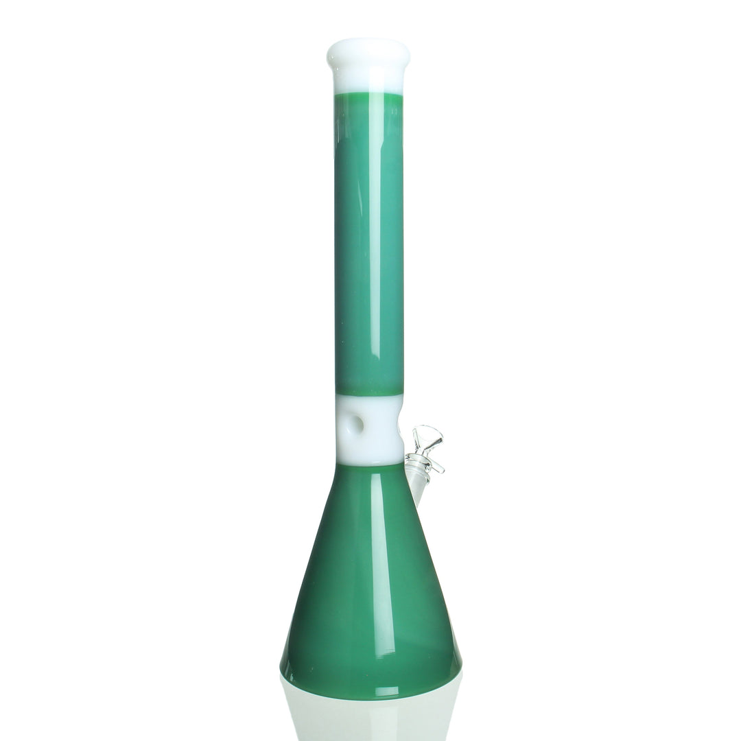 AFM Glass 18in Two Tone Beaker Seafoam Green — seafoam green two-tone beaker bong shown from alternate angle