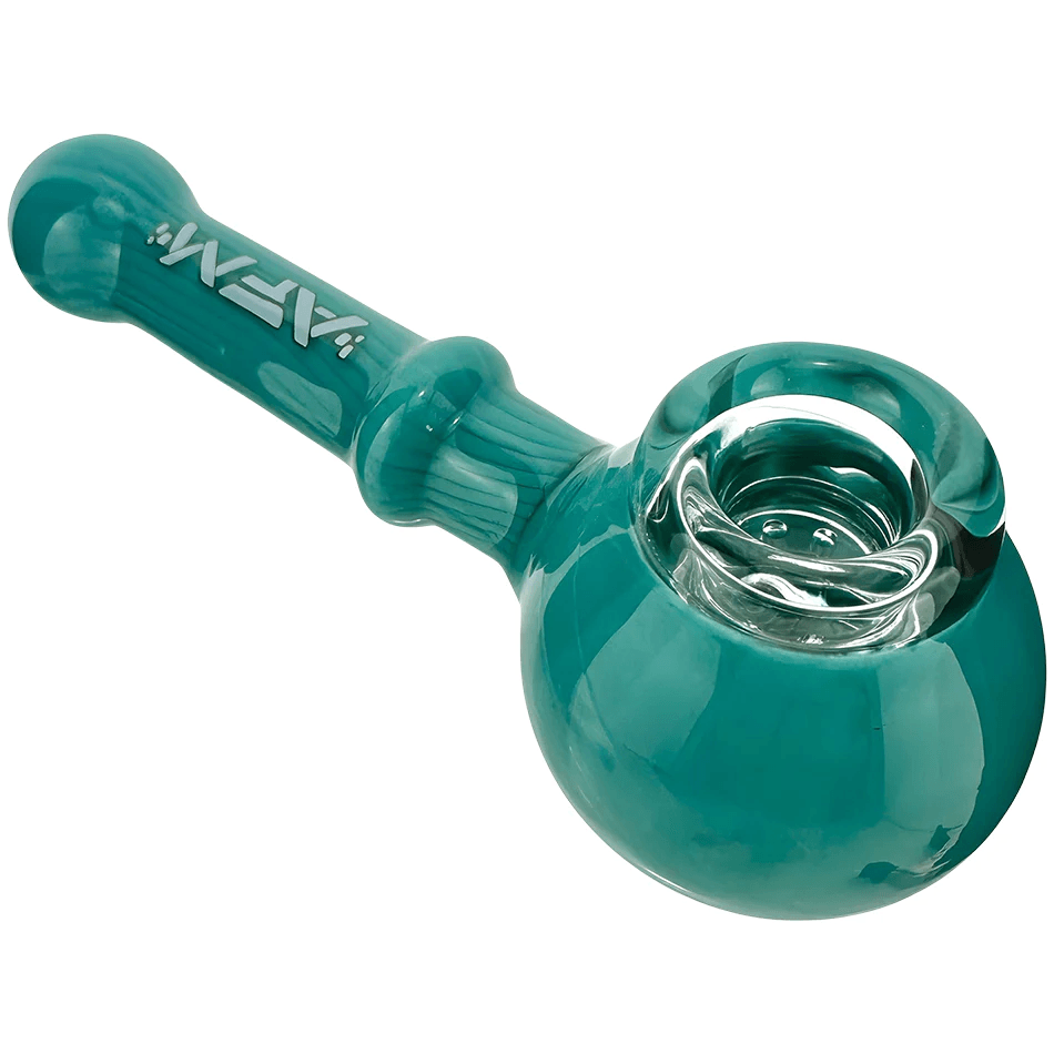 AFM Glass 5in 7 Hole Pipe — Teal colorway multi-hole glass hand pipe