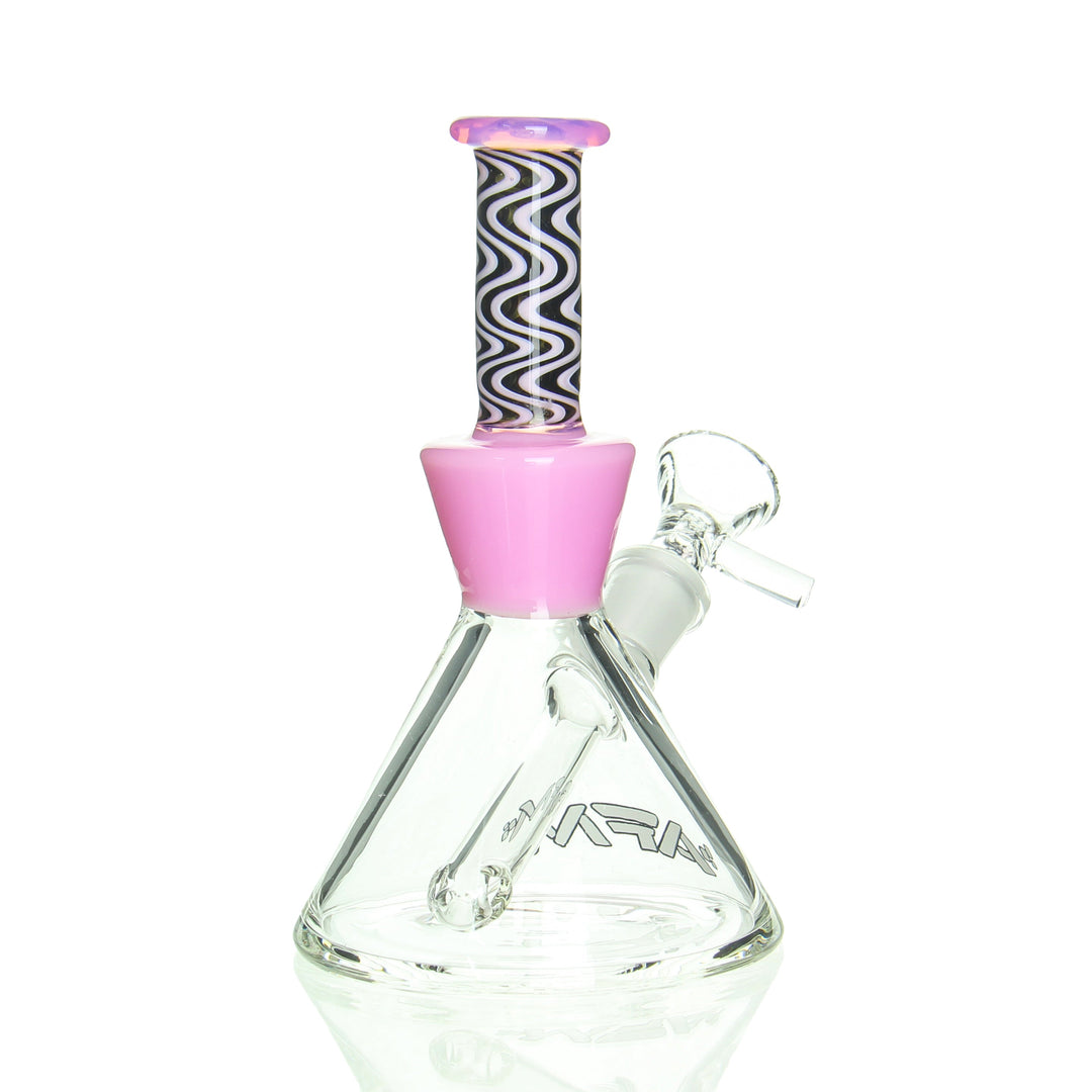AFM Glass 6in Mini Beaker Reversals Pink — pink reversals 6in mini beaker shown from alternate angle