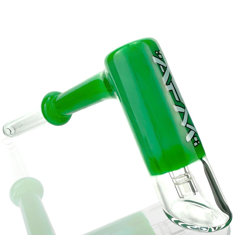 AFM Glass 7in Hammer Bubbler — Green colorway glass hammer bubbler pipe