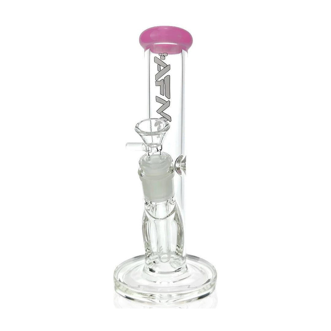 AFM Glass 8in Straight with Colored Lip — colored lip straight tube water pipe, alternate angle