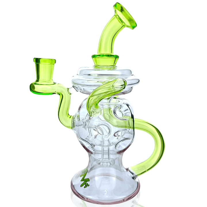 AFM Glass 8in Swiss Ball Dual Recycler — dual recycler dab rig, alternate angle