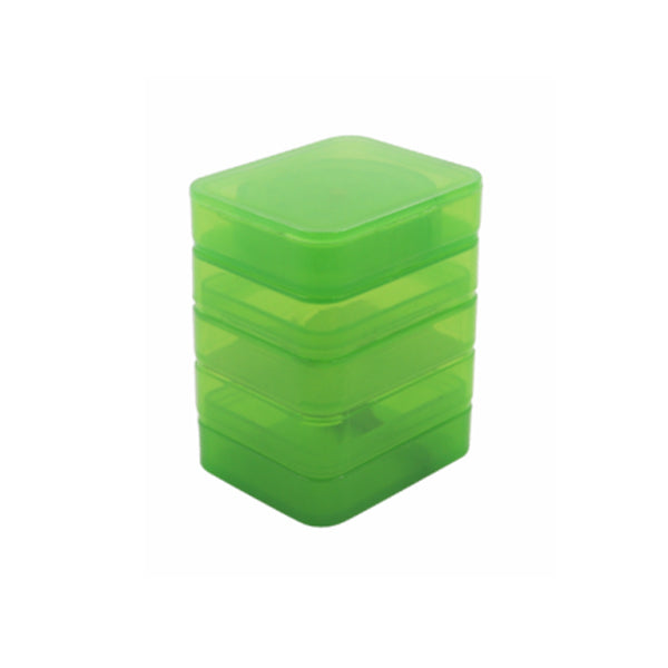 Angies Boutique 2in Square 4-Piece Plastic Grinder — square plastic grinder with kief catcher, open view