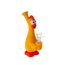 Angies Boutique 6in Silicone Rubber Chicken Bong — novelty rubber chicken silicone bong, alternate angle