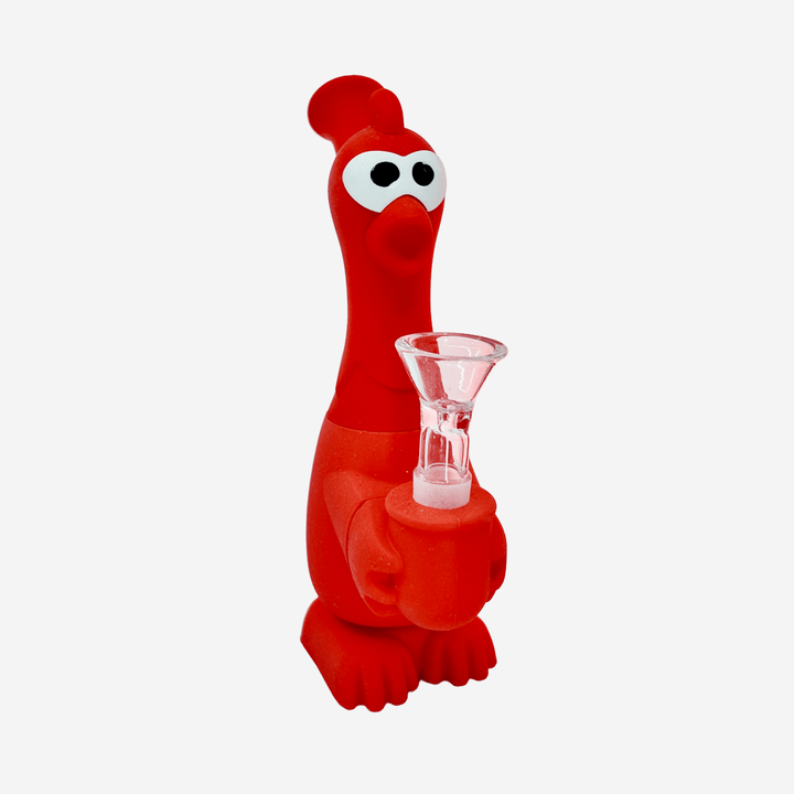 Angies Boutique 6in Silicone Rubber Chicken Bong — novelty rubber chicken silicone bong, detail view