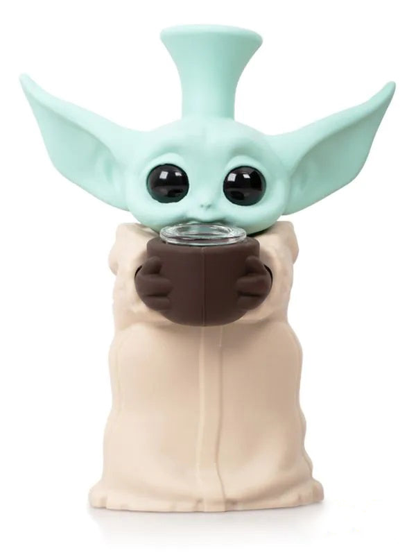 Angies Boutique 6in Silicone Standing Grogu Bubbler — standing Grogu silicone bubbler, hero shot