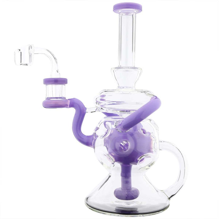 9-inch showerhead recycler dab rig — purple Swiss ball perc glass water pipe