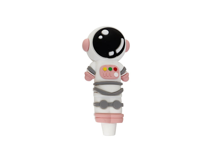 Angies Boutique Silicone Astronaut Pipe — astronaut-shaped silicone hand pipe, side profile